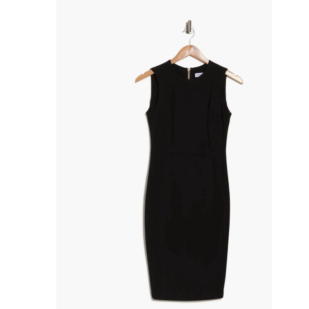calvin klein Sleeveless Sheath Black Dress Sz:4 $119